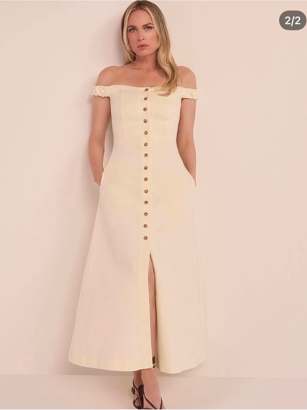 Favorite Daughter Cream One-Shoulder Button-Front Maxi Dress